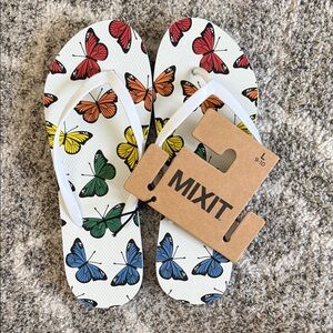Mixit Butterfly Flip Flops - White Multicolor